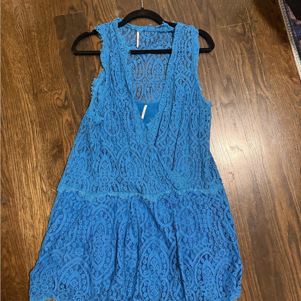 Free people Blue Lace Sleeveless Dress